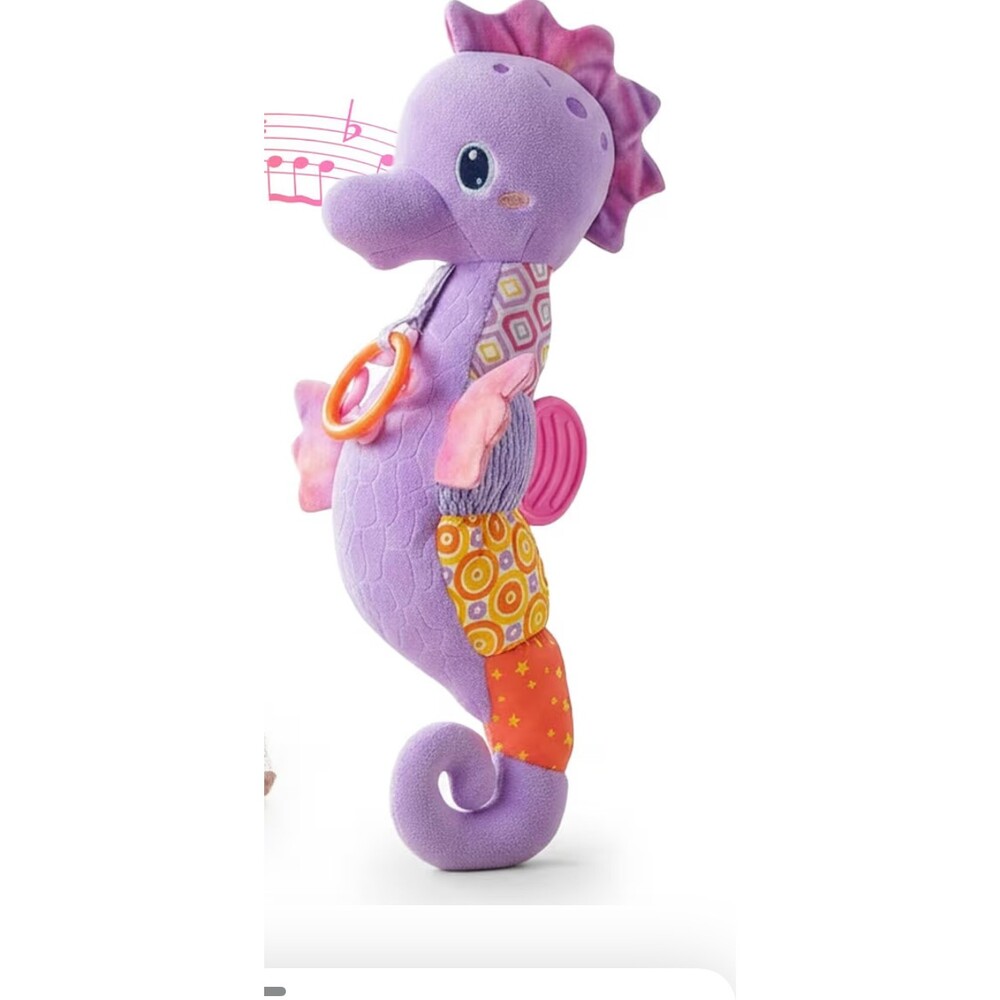 Baby Toys 0-6 Months,Infant Musical Seahorse Stuffed Animals Sensory Toy Purple